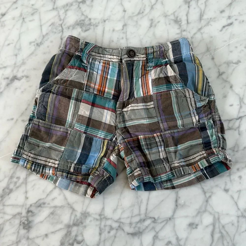 Plaid Patchwork Y2K Preppy Shorts Sz 18 Mo